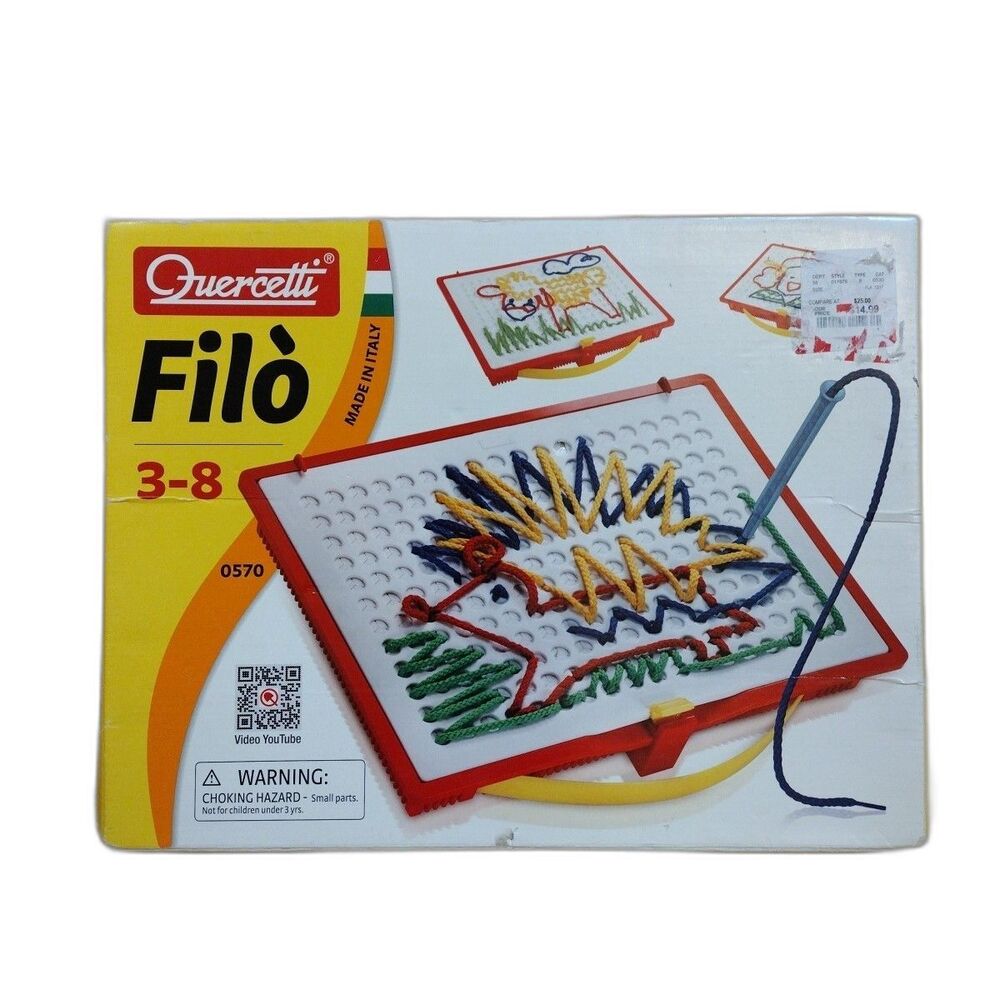Quercetti Filo String Lacing Art Project Toy Game Made in Italy 2017 Complete